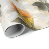 Papier Cadeau Belle Rose Jaune Fleurs Motif (Coin rond)