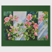 Papier Cadeau Belle rose rose rouge roses blanc aquarelle floral (Plat)