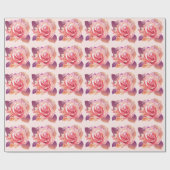 Papier Cadeau Belle rose rose simple (Plat)