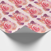 Papier Cadeau Belle rose rose simple (Coin)