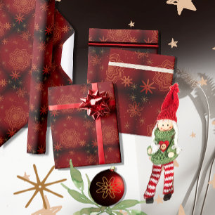 Papier Cadeau Belle Rouge, Bourgogne fleurie