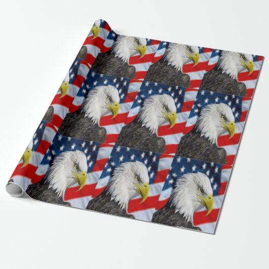 Papier Cadeau Belle tête et un drapeau américain 1 d'Eagle (Déroulé)
