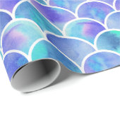 Papier Cadeau Belle turquoise et échelles pourpres de sirène (Coin rond)