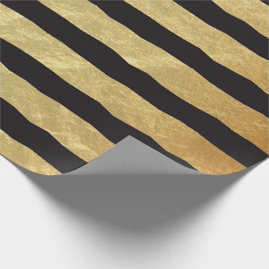 Papier Cadeau Belles bandes d'huile noir et or (Coin)