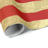 Papier Cadeau Belles bandes d'huile rouge foncé et or (Coin rond)
