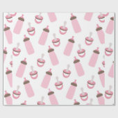 Papier Cadeau Belles bouteilles et tétines de roses pâles (Plat)