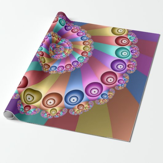 Papier Cadeau Belles couleurs arc-en-ciel Art fractal Abstrait (Déroulé)