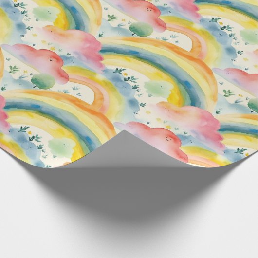 Papier Cadeau Belles créatures arc-en-ciel inspirées des nuages (Coin)