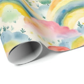 Papier Cadeau Belles créatures arc-en-ciel inspirées des nuages (Coin rond)