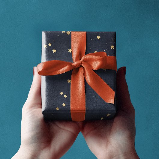 Papier Cadeau Belles étoiles d'or personnalisées