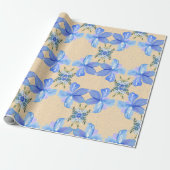 Papier Cadeau Belles Fleurs Bleues (Déroulé)