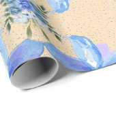 Papier Cadeau Belles Fleurs Bleues (Coin rond)