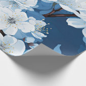 Papier Cadeau Belles fleurs bleues blanches (Coin)