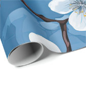 Papier Cadeau Belles fleurs bleues blanches (Coin rond)