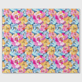 Papier Cadeau Belles Fleurs colorées (Plat)