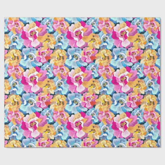 Papier Cadeau Belles Fleurs colorées (Plat)