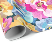 Papier Cadeau Belles Fleurs colorées (Coin rond)