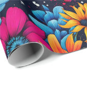 Papier Cadeau Belles fleurs et Roses sucrés (Coin rond)