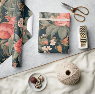 Papier Cadeau Belles fleurs Roses florales