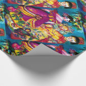 PAPIER CADEAU BELLES POUDRES ANCIENNES ET ORNEMENTS DE NOËL (Coin)