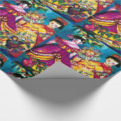 PAPIER CADEAU BELLES POUDRES ANCIENNES ET ORNEMENTS DE NOËL (Coin)