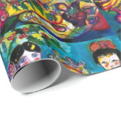 PAPIER CADEAU BELLES POUDRES ANCIENNES ET ORNEMENTS DE NOËL (Coin rond)