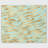 Papier Cadeau Belles rayures dorées sur fond bleu (Plat)