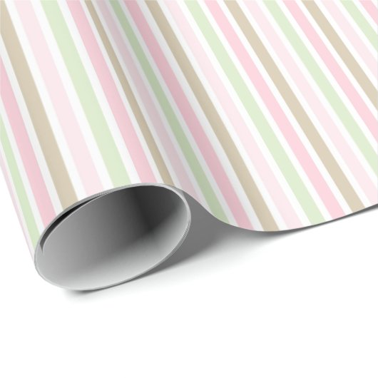 Papier Cadeau Belles rayures pastel. (Coin rond)