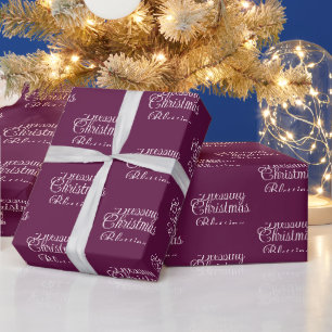 Papier Cadeau Bénédiction de Noël   Fête profonde bordeaux 