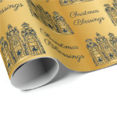 Papier Cadeau Bénédictions de Noël de sages d'or et de la marine (Coin rond)