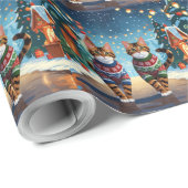 Papier Cadeau Bengal Cats Christmas Snow Holiday (Coin rond)