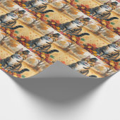 Papier Cadeau Bengale Chat à l'automne quitte Thanksgiving Art (Coin)