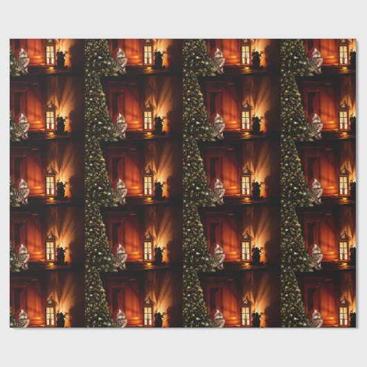 Papier Cadeau Bengale Kitty Noël (Plat)