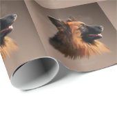 Papier Cadeau Berger allemand Aquarelle de chien Portrait d'art (Coin rond)