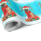 Papier Cadeau Berger allemand dans la neige avec cadeaux de Noël (Coin rond)