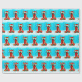 Papier Cadeau Berger allemand dans la neige avec cadeaux de Noël (Plat)