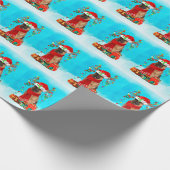 Papier Cadeau Berger allemand dans la neige avec cadeaux de Noël (Coin)