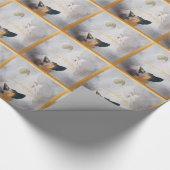 Papier Cadeau Berger allemand hiver Aquarelle de vacances Or (Coin)