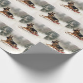Papier Cadeau Berger allemand neige de Noël hiver (Coin)