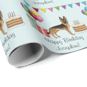 Papier Cadeau Berger Allemand Noir Et Tan Coloré Anniversaire (Coin rond)