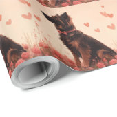 Papier Cadeau Berger anatolien avec Rose - Saint-Valentin (Coin rond)