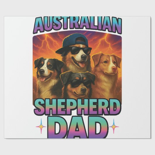 Papier Cadeau berger australien (Plat)
