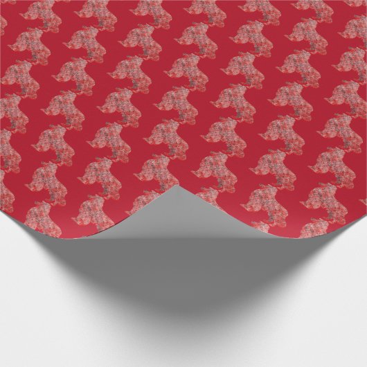 Papier Cadeau Berger australien Chien mignon Silhouette Rouge (Coin)