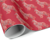 Papier Cadeau Berger australien Chien mignon Silhouette Rouge (Coin rond)