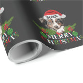 Papier Cadeau Berger australien Personnalisé Joyeux Noël (Coin rond)