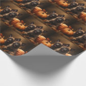 Papier Cadeau Berger belge Chiot Automne Citrouille de plaisir (Coin)