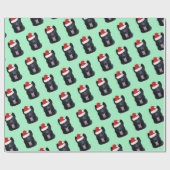 Papier Cadeau Berger noir allemand avec chapeau de Santa (Plat)