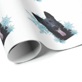 Papier Cadeau Berger noir allemand dans les flocons de neige (Coin rond)