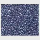 Papier Cadeau Bérises blanches d'hiver dans la marine (Plat)