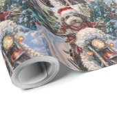 Papier Cadeau Bernedoodle Chien équitation Moto Noël (Coin rond)